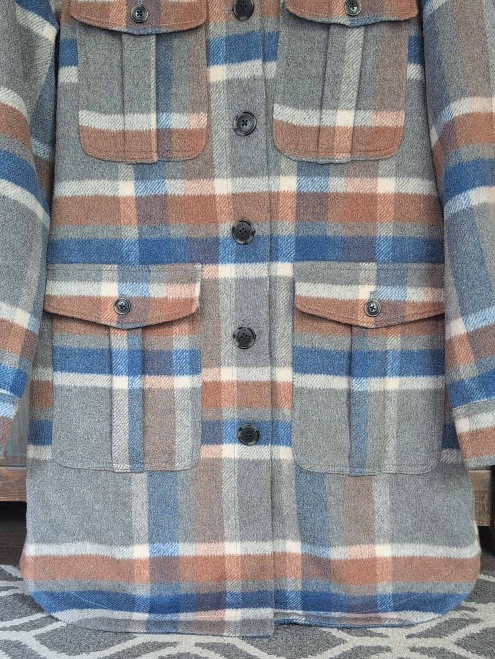 American Eagle Outfitters Oversized Plaid Shacket Elongated Cut - Women's Small - Picture 4 of 7